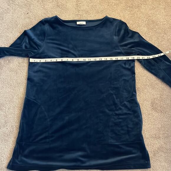 J. Jill purejill Velour Tunic Top w/ Pockets Size S Blue Long Sleeves Lounge - Picture 7 of 8